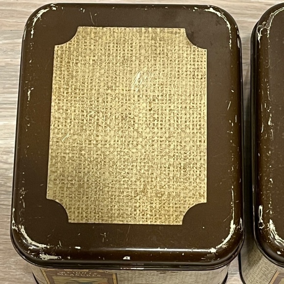 Vintage Tin Canisters Chein Co Brown Retro Kitchen TEA & COFFEE CANISTERS - Picture 3 of 9